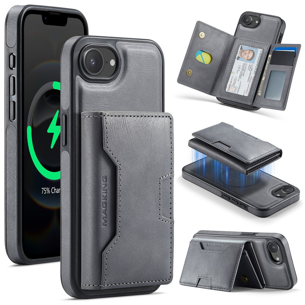 MAGKING K4 Series For iPhone 17th / 16th Case Compatible with MagSafe Detachable Wallet PU TPU PC Phone Cover