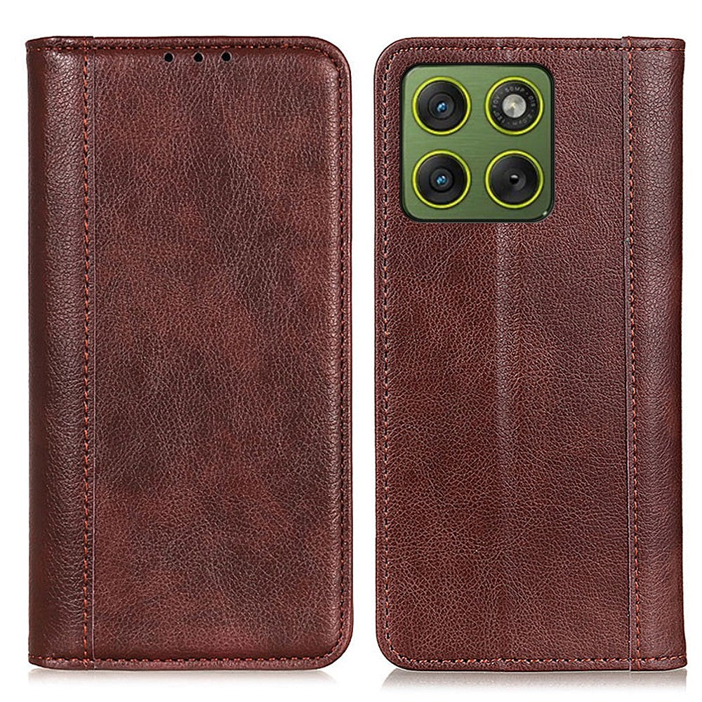 Til Motorola Edge 70 5G Stand Case Splitlæder Litchi Tekstur Pung Telefoncover