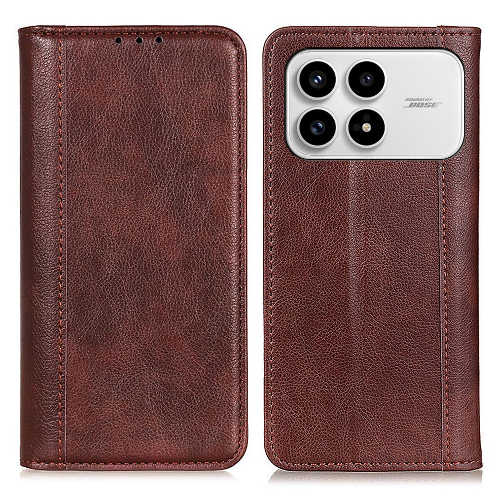For Xiaomi Redmi K90 5G / Poco F8 Pro 5G Stand Case Split Leather Litchi Texture Wallet Phone Cover