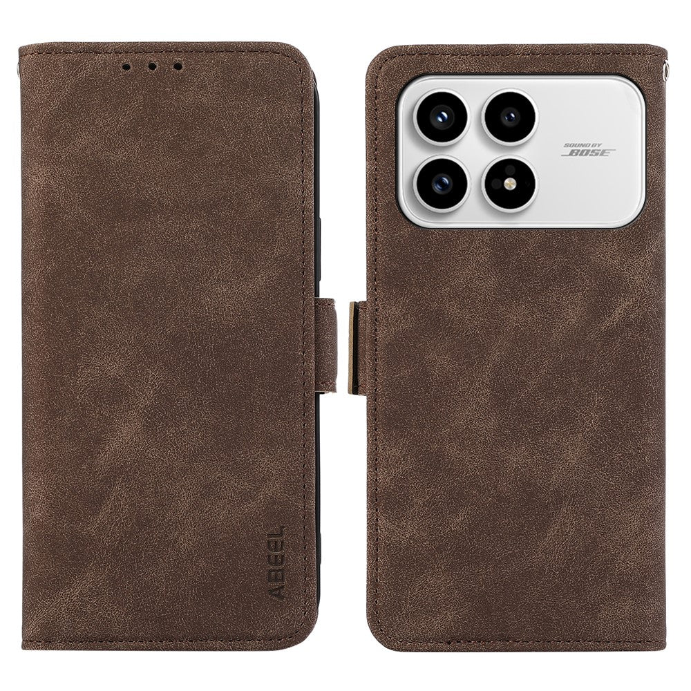 ABEEL For Xiaomi Redmi K90 5G / Poco F8 Pro 5G Case PU Leather Folio Stand View RFID Blocking Phone Cover