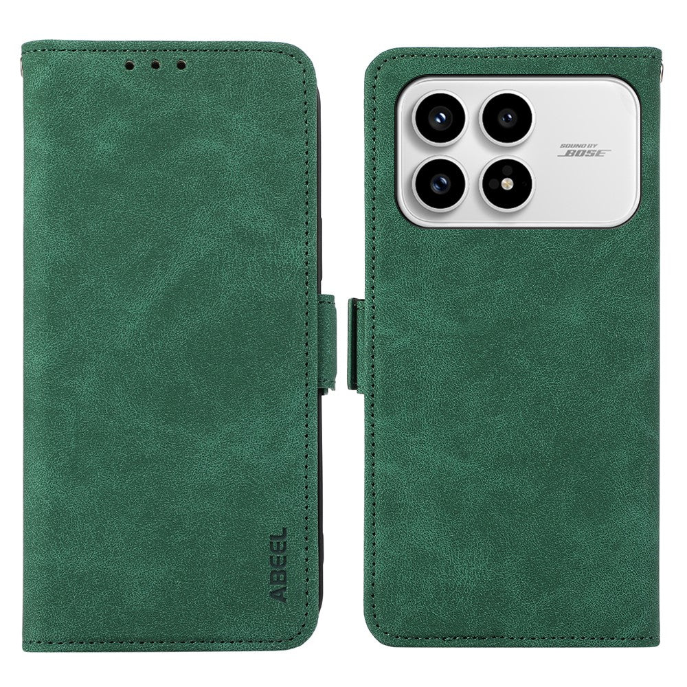 ABEEL For Xiaomi Redmi K90 5G / Poco F8 Pro 5G Case PU Leather Folio Stand View RFID Blocking Phone Cover