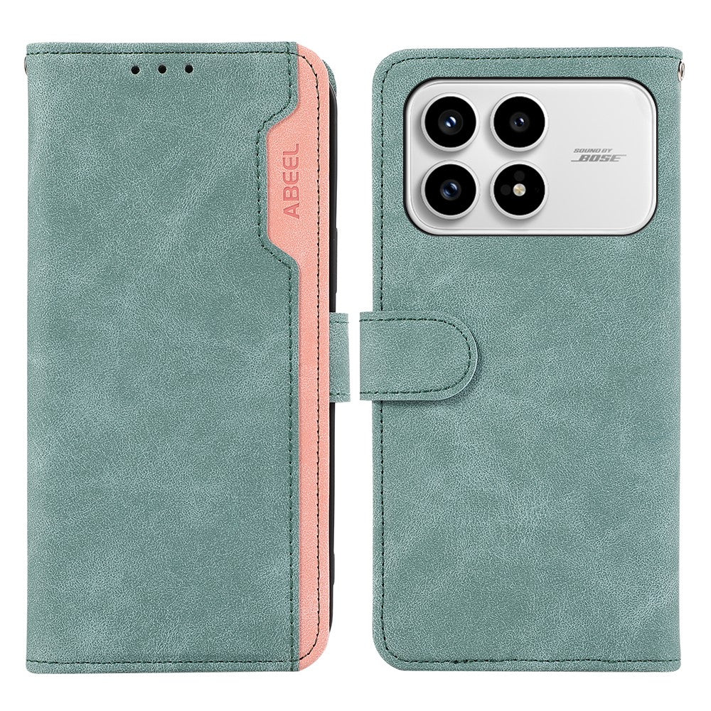 ABEEL For Xiaomi Redmi K90 5G / Poco F8 Pro 5G Case Color Splicing Leather Flip Phone Cover RFID Blocking
