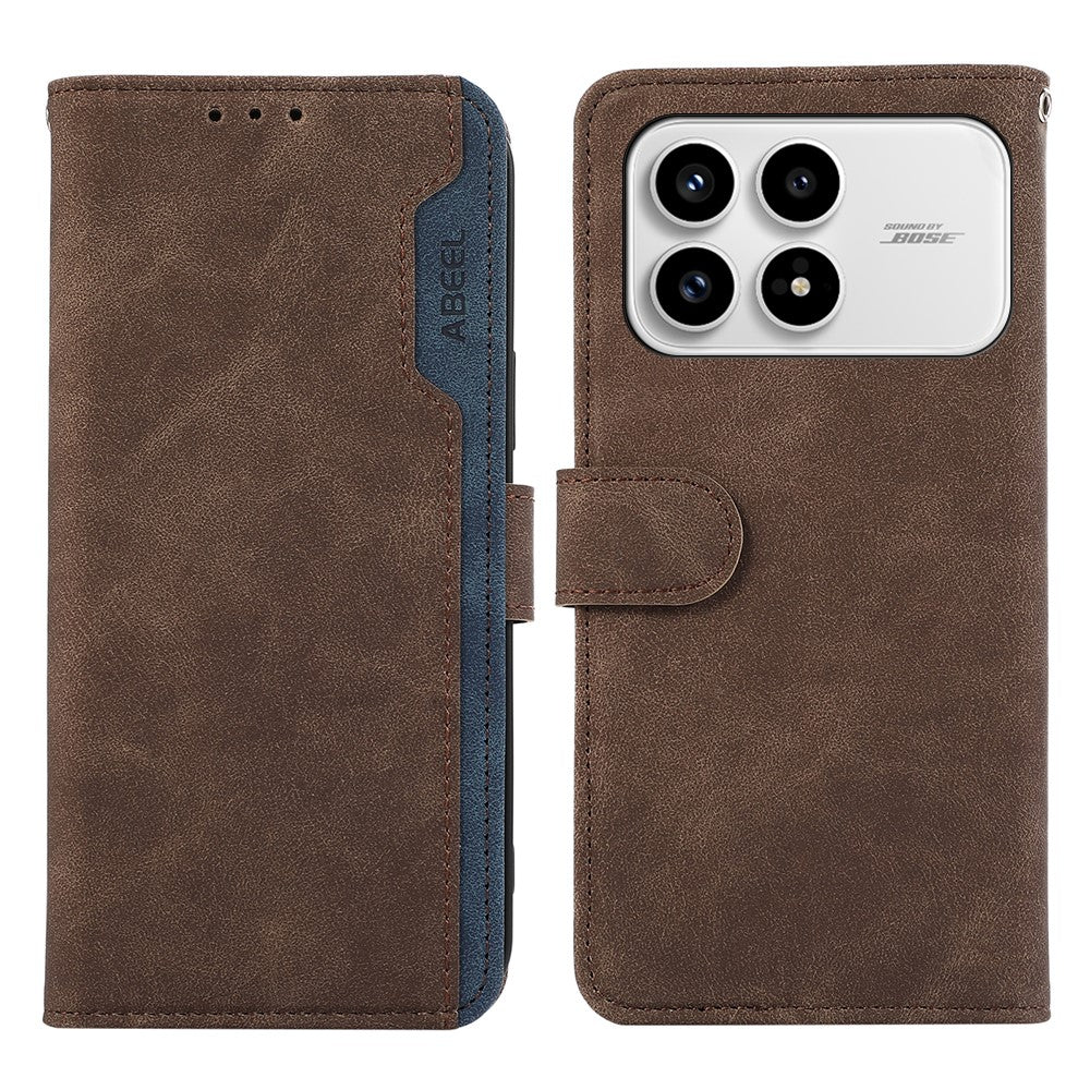 ABEEL For Xiaomi Redmi K90 5G / Poco F8 Pro 5G Case Color Splicing Leather Flip Phone Cover RFID Blocking