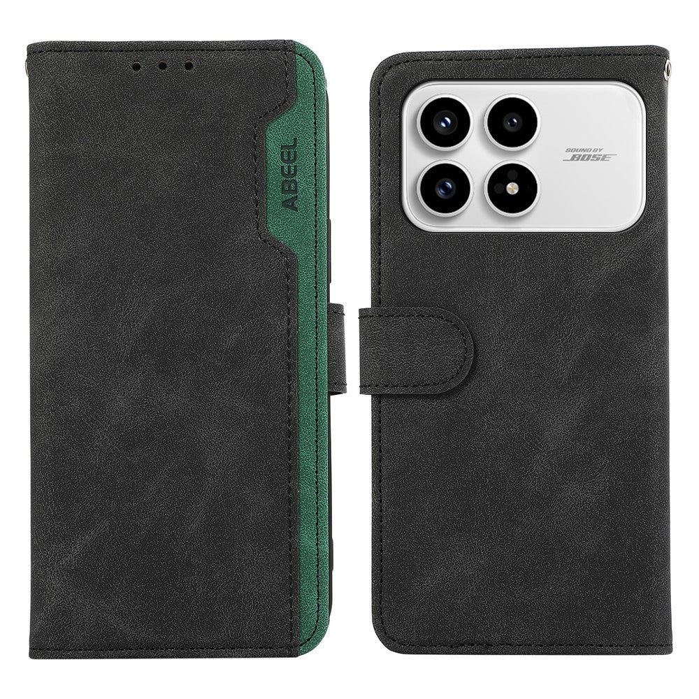 ABEEL For Xiaomi Redmi K90 5G / Poco F8 Pro 5G Case Color Splicing Leather Flip Phone Cover RFID Blocking