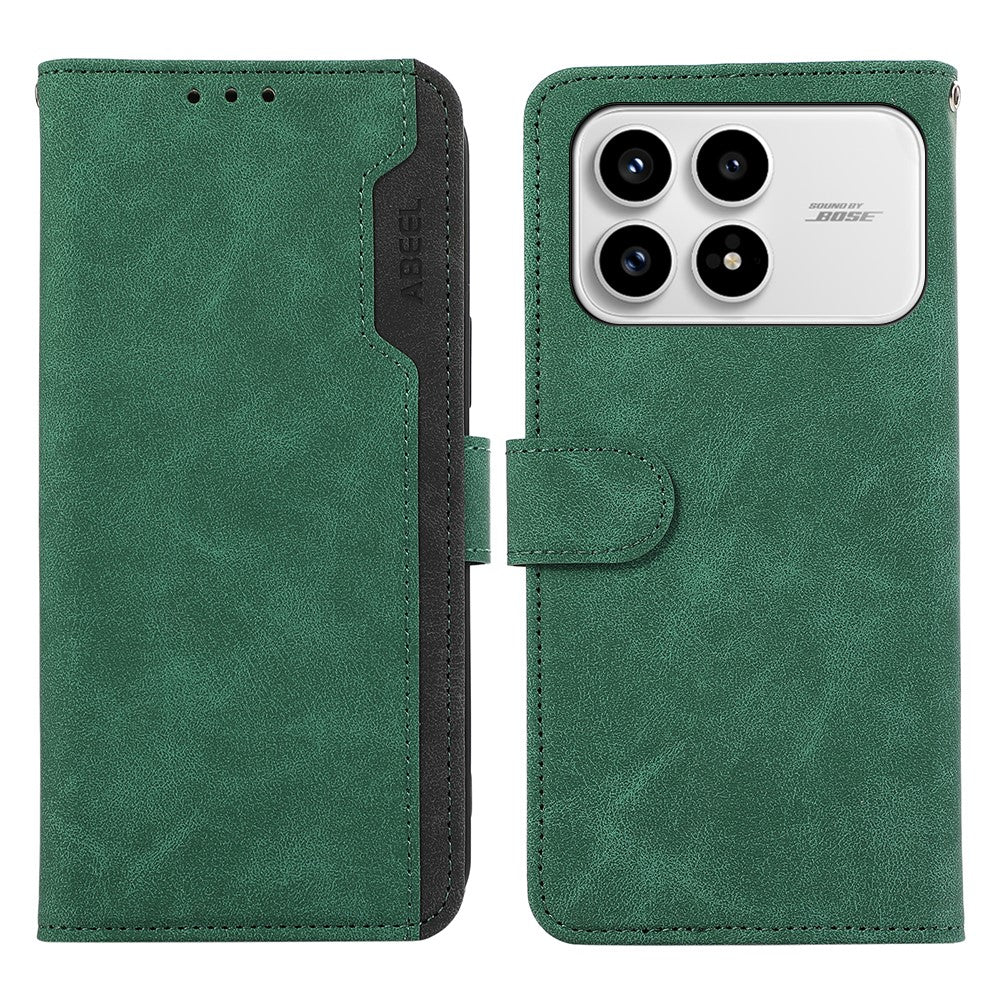 ABEEL For Xiaomi Redmi K90 5G / Poco F8 Pro 5G Case Color Splicing Leather Flip Phone Cover RFID Blocking