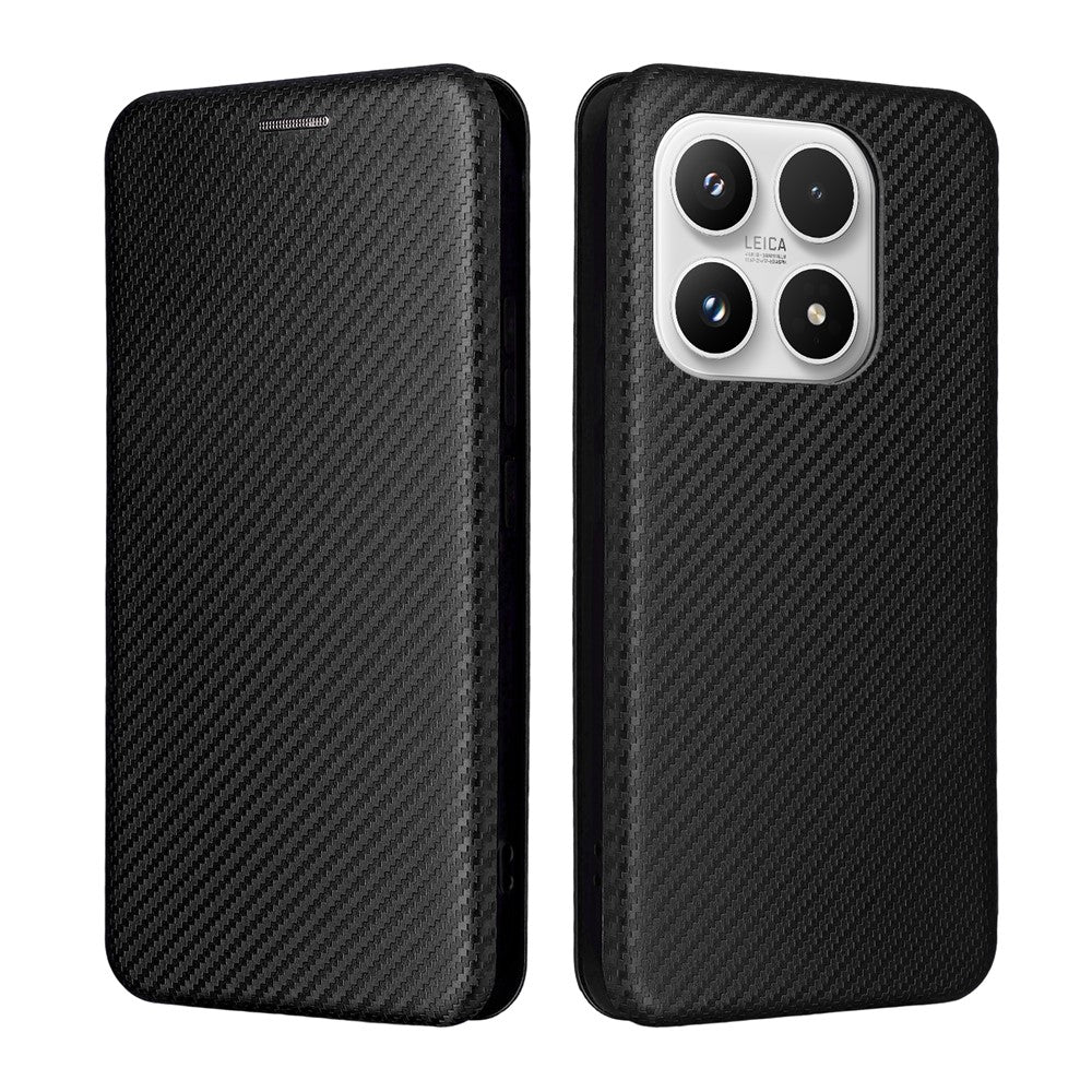For Xiaomi 17 Case Carbon Fiber Texture Drop-Proof PU Leather Phone Cover