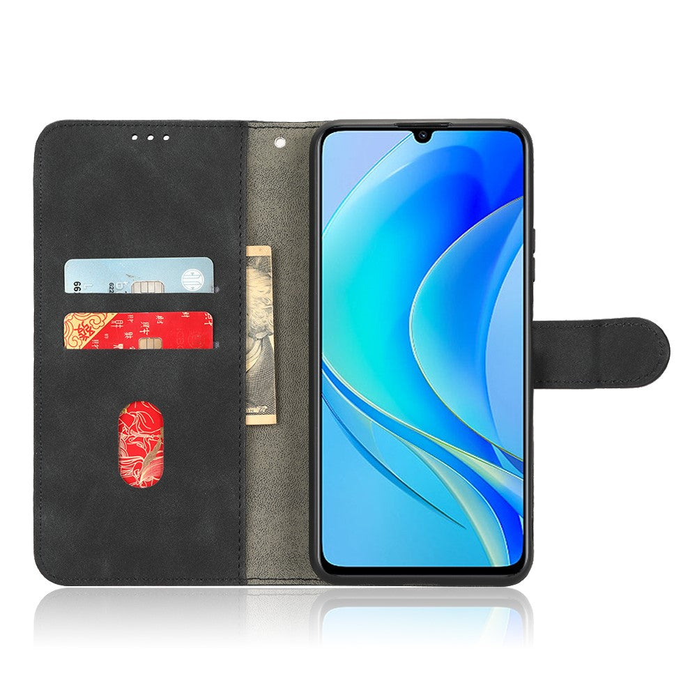 For Huawei nova Y70 4G Skin-touch Feeling Flip Phone Shell Wallet Stand Phone Case Folio PU Leather + TPU Cover