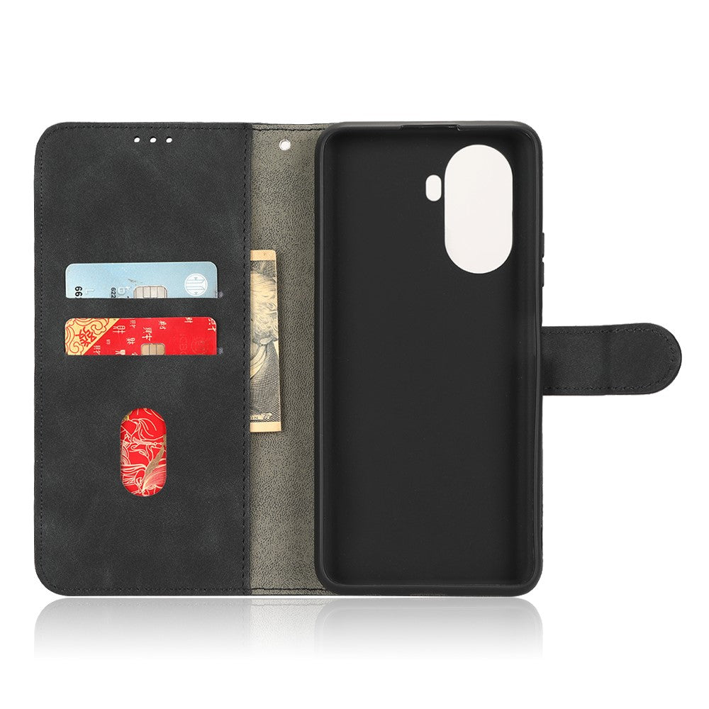 For Huawei nova Y70 4G Skin-touch Feeling Flip Phone Shell Wallet Stand Phone Case Folio PU Leather + TPU Cover
