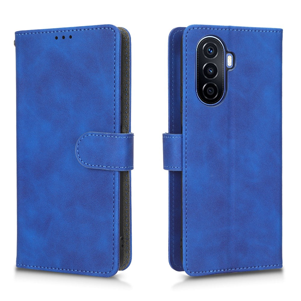 For Huawei nova Y70 4G Skin-touch Feeling Flip Phone Shell Wallet Stand Phone Case Folio PU Leather + TPU Cover