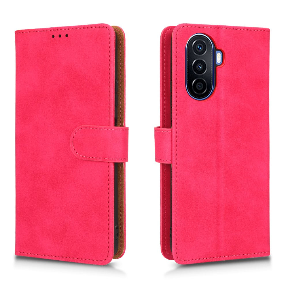 For Huawei nova Y70 4G Skin-touch Feeling Flip Phone Shell Wallet Stand Phone Case Folio PU Leather + TPU Cover