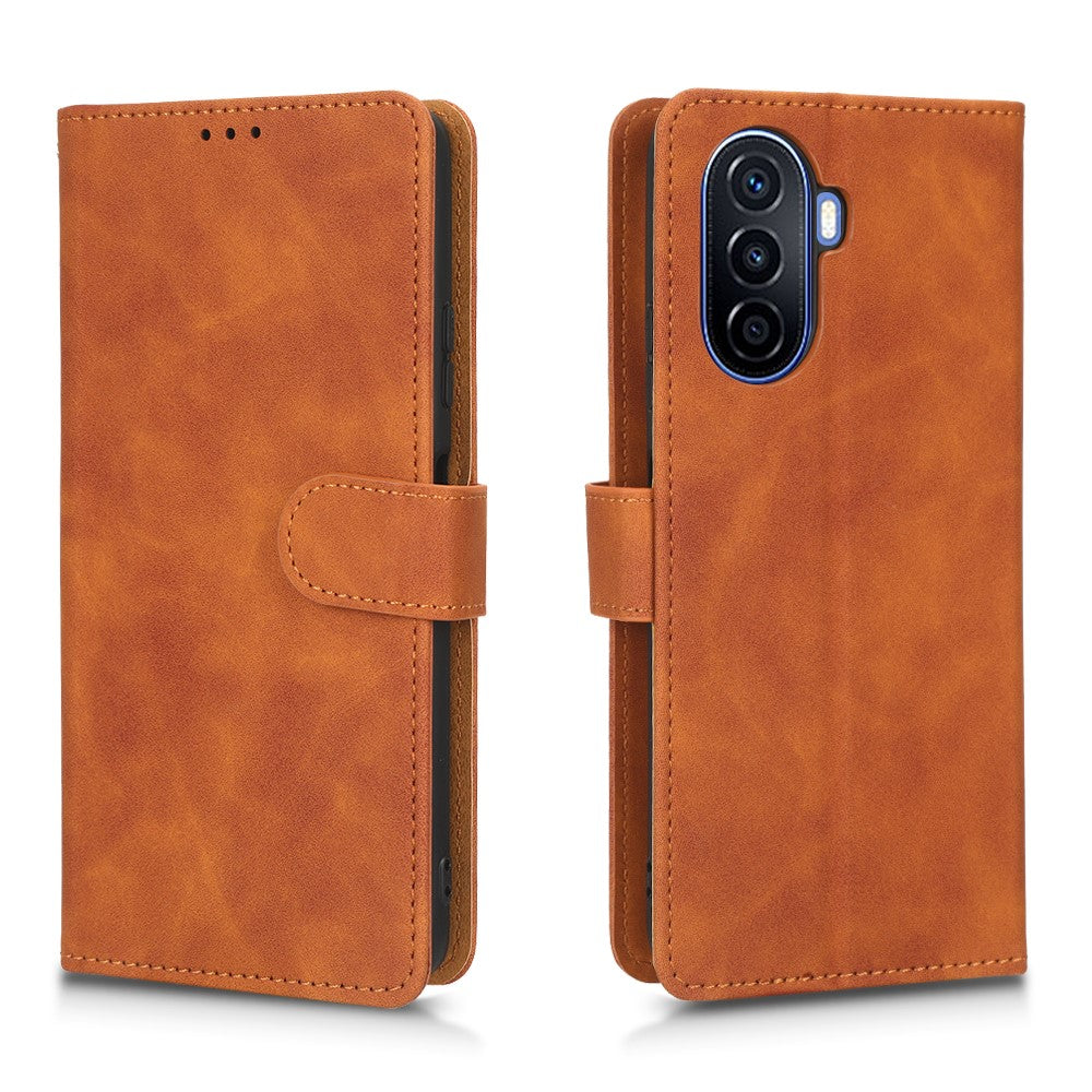 Huawei Nova Y70 4G, sammenklappeligt mobilcover med hudlignende overflade, pungcover, PU-læder + TPU-cover