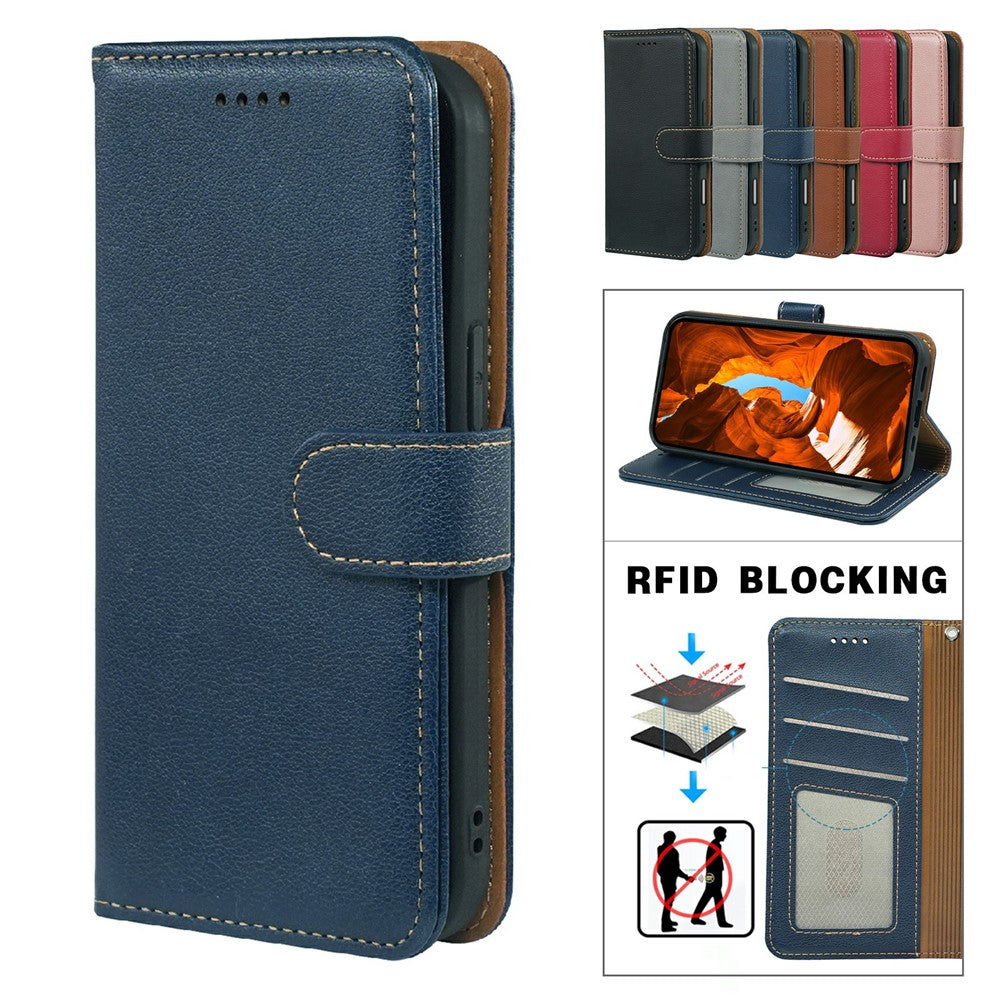 For Oppo Find X9 5G Case RFID Blocking Wallet Litchi Texture Leather Phone Cover Magnetic Clasp