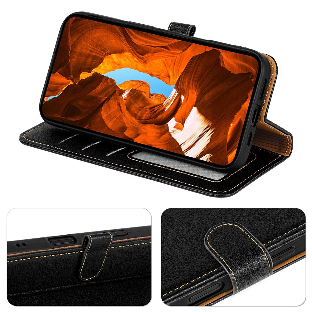 For Honor Magic8 Pro 5G Case RFID Blocking Wallet Litchi Texture Leather Phone Cover Magnetic Clasp