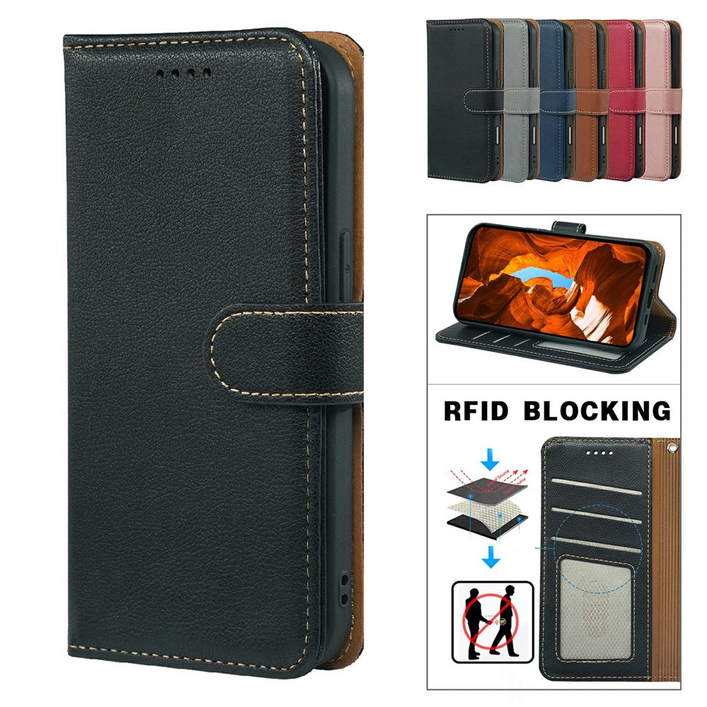 For Honor Magic8 Pro 5G Case RFID Blocking Wallet Litchi Texture Leather Phone Cover Magnetic Clasp