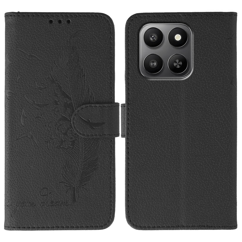 Leather Case for Honor 400 Smart 5G  /  400 Smart  /  X7d 4G  /  X7d 5G Feather Imprint PU Wallet Phone Cover