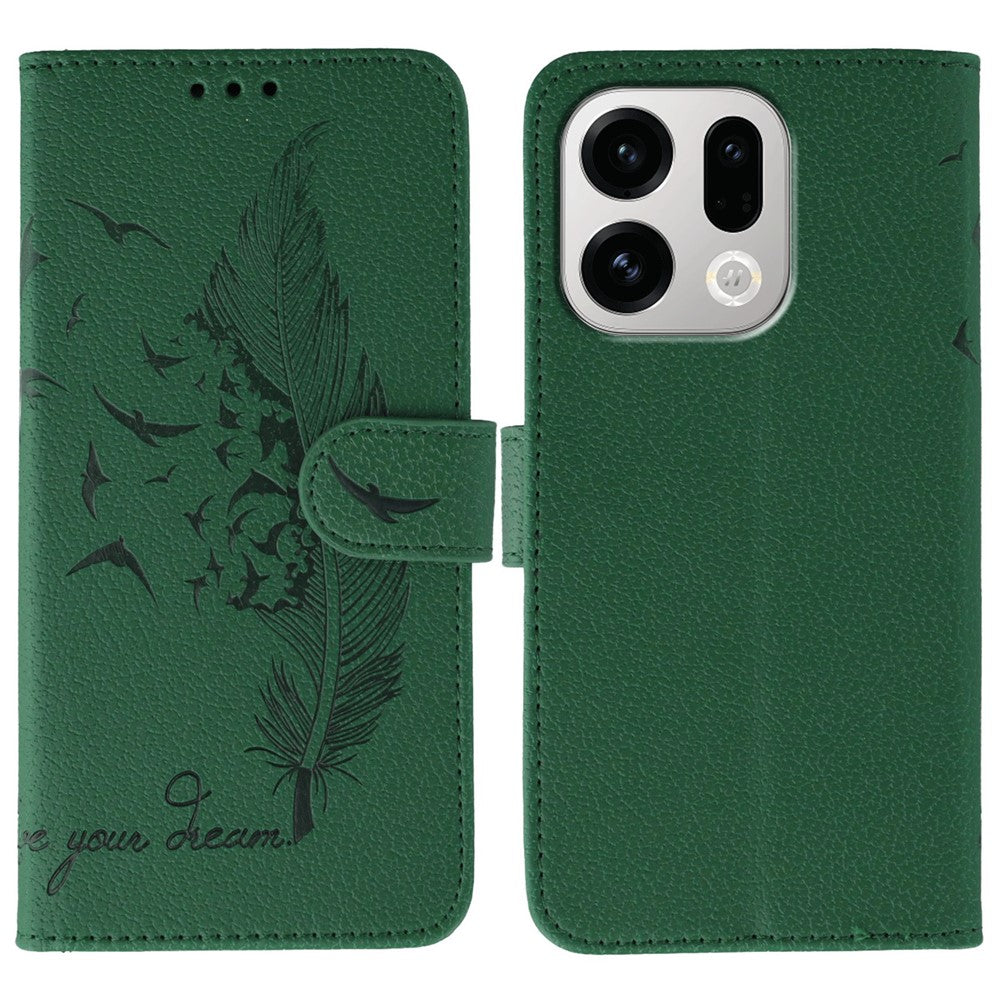 For Oppo Find X9 5G Case Feather Imprint PU Leather Wallet Phone Cover