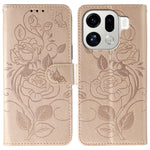 For Oppo Find X9 Pro 5G Case Wallet Stand Imprinted Rose Butterfly PU Leather Phone Cover