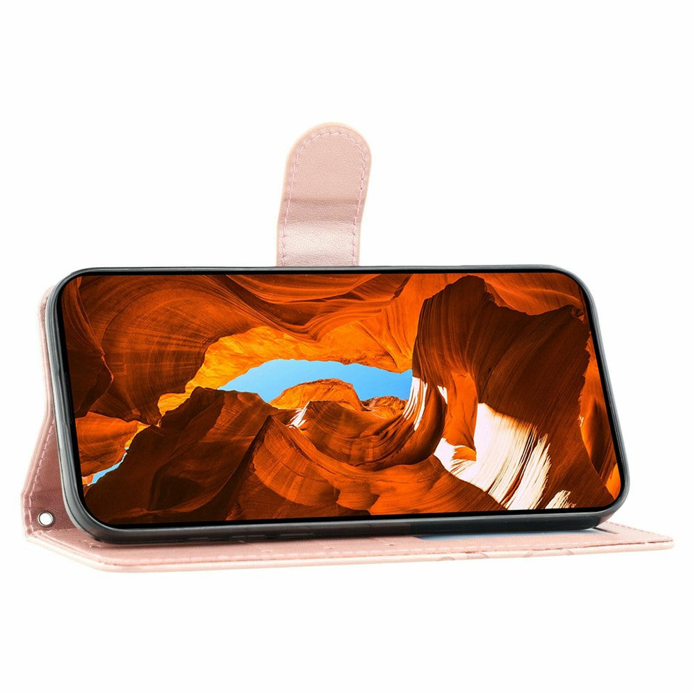For Oppo Find X9 Pro 5G Case Wallet Stand Imprinted Rose Butterfly PU Leather Phone Cover