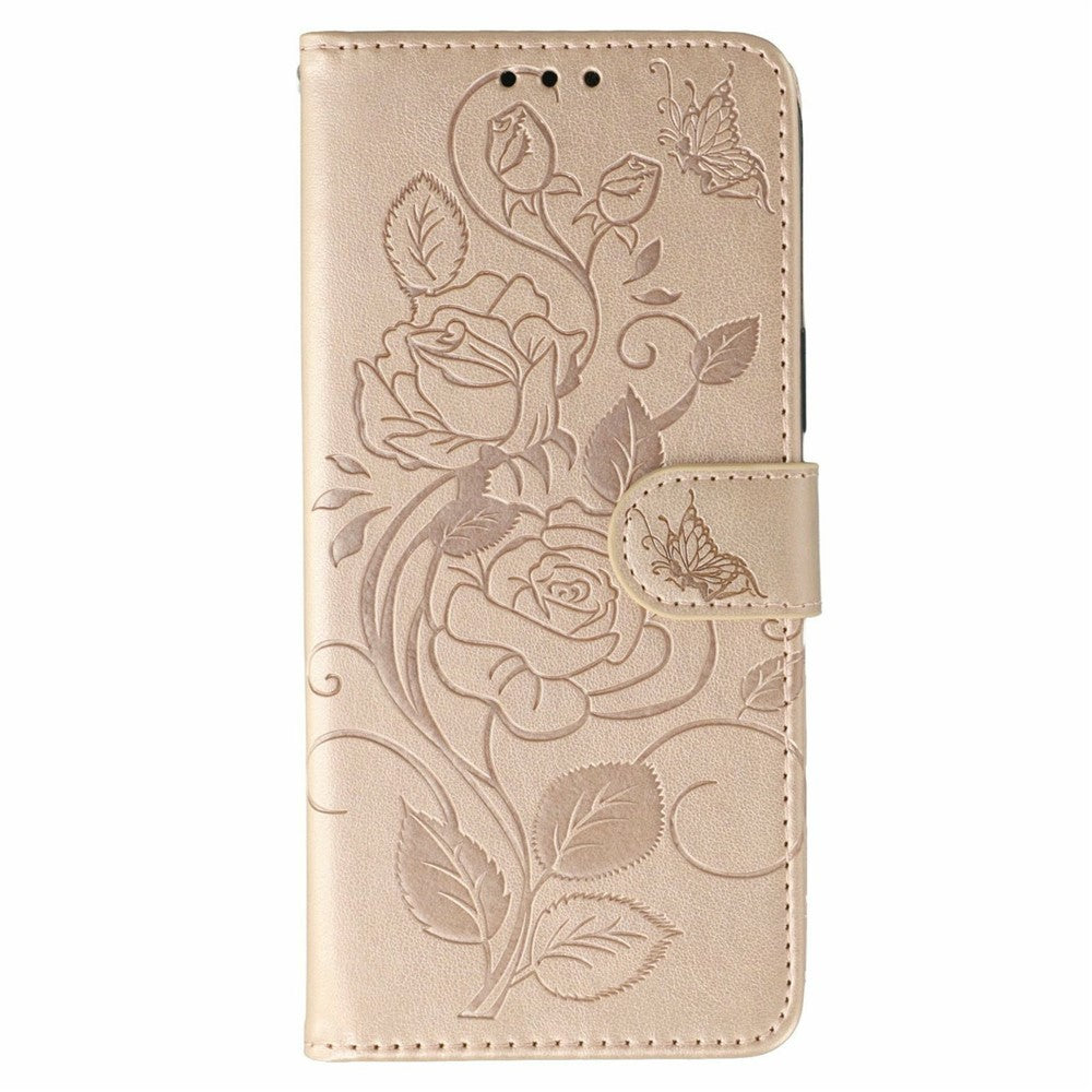 For Oppo Find X9 Pro 5G Case Wallet Stand Imprinted Rose Butterfly PU Leather Phone Cover