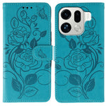 For Oppo Find X9 Pro 5G Case Wallet Stand Imprinted Rose Butterfly PU Leather Phone Cover