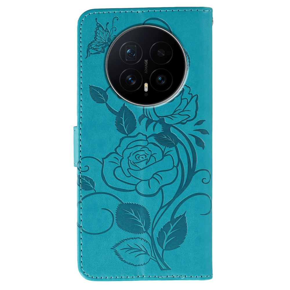 For Honor Magic8 5G Case Wallet Stand Imprinted Rose Butterfly PU Leather Phone Cover
