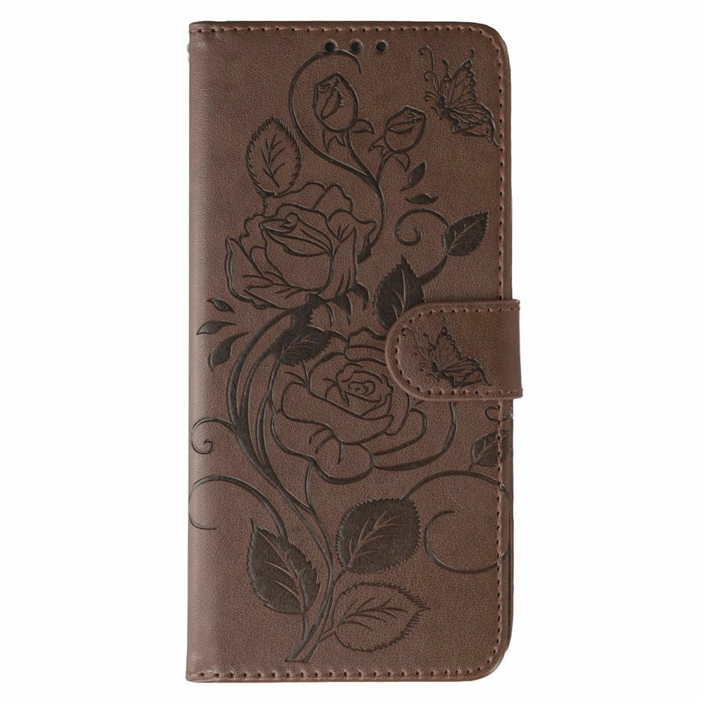 For Honor Magic8 Pro 5G Case Wallet Stand Imprinted Rose Butterfly PU Leather Phone Cover