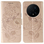 For Honor Magic8 Pro 5G Case Wallet Stand Imprinted Rose Butterfly PU Leather Phone Cover