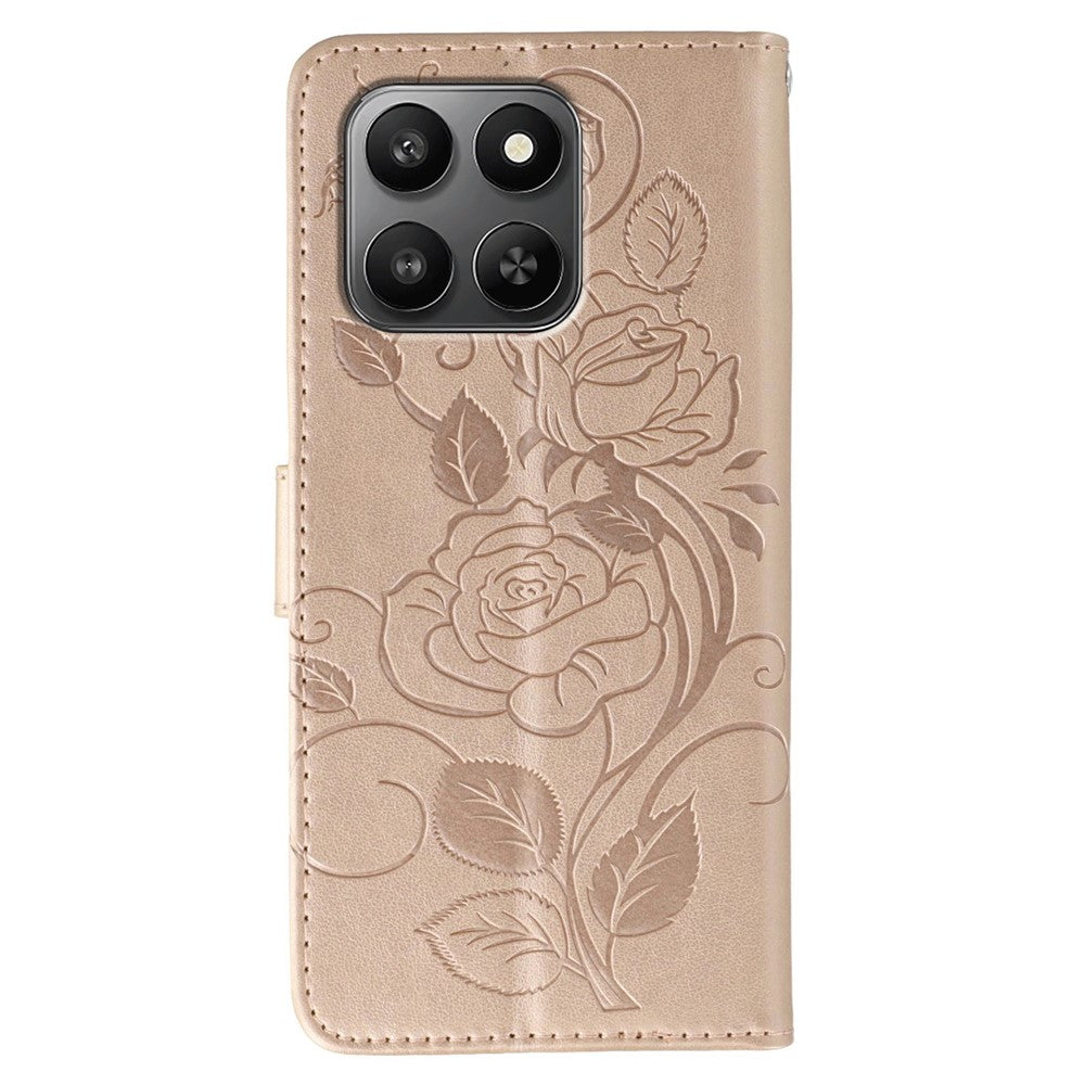 Case For Honor 400 Smart 5G  /  400 Smart  /  X7d 4G  /  X7d 5G Wallet Stand Imprinted Rose Butterfly PU Leather Phone Cover