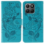 Case For Honor 400 Smart 5G  /  400 Smart  /  X7d 4G  /  X7d 5G Wallet Stand Imprinted Rose Butterfly PU Leather Phone Cover