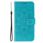 For Honor Magic8 Pro 5G Case Rhinestone Decor PU Leather Mandala Imprint Phone Cover with Wrist Strap