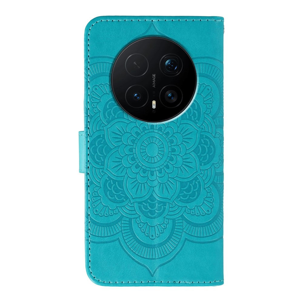 For Honor Magic8 Pro 5G Case Rhinestone Decor PU Leather Mandala Imprint Phone Cover with Wrist Strap