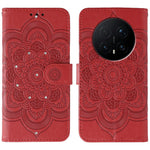 For Honor Magic8 Pro 5G Case Rhinestone Decor PU Leather Mandala Imprint Phone Cover with Wrist Strap