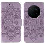 For Honor Magic8 Pro 5G Case Rhinestone Decor PU Leather Mandala Imprint Phone Cover with Wrist Strap