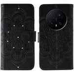 For Honor Magic8 Pro 5G Case Rhinestone Decor PU Leather Mandala Imprint Phone Cover with Wrist Strap