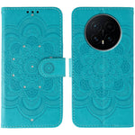 For Honor Magic8 5G Case Rhinestone Decor PU Leather Mandala Imprint Phone Cover with Wrist Strap