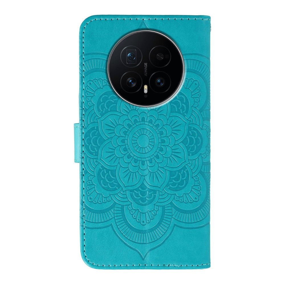 For Honor Magic8 5G Case Rhinestone Decor PU Leather Mandala Imprint Phone Cover with Wrist Strap