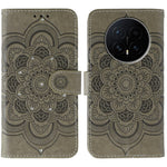 For Honor Magic8 5G Case Rhinestone Decor PU Leather Mandala Imprint Phone Cover with Wrist Strap