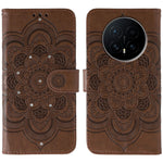 For Honor Magic8 5G Case Rhinestone Decor PU Leather Mandala Imprint Phone Cover with Wrist Strap