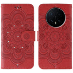 For Honor Magic8 5G Case Rhinestone Decor PU Leather Mandala Imprint Phone Cover with Wrist Strap