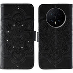 For Honor Magic8 5G Case Rhinestone Decor PU Leather Mandala Imprint Phone Cover with Wrist Strap