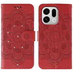 For Oppo Find X9 5G Case Rhinestone Decor PU Leather Mandala Imprint Phone Cover with Wrist Strap