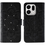 For Oppo Find X9 5G Case Rhinestone Decor PU Leather Mandala Imprint Phone Cover with Wrist Strap