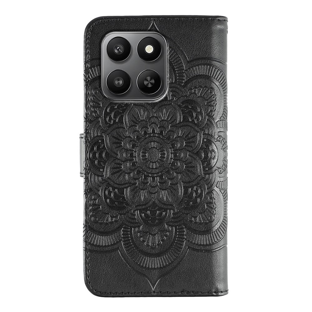 PU læder cover til Honor 400 Smart 5G / 400 Smart / X7d 4G / X7d 5G Mandala-præget design pung telefoncover med håndledsrem