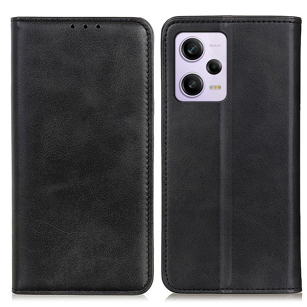For Xiaomi Redmi Note 12 Pro 5G / Note 12 Pro Speed 5G / Poco X5 Pro 5G Shockproof Split Leather Phone Case Magnetic Auto-absorbed Cowhide Texture Flip Wallet Cover with Stand