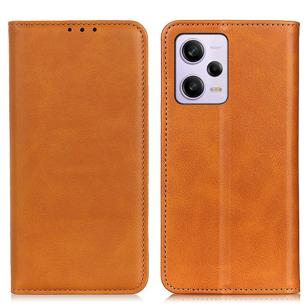 For Xiaomi Redmi Note 12 Pro 5G / Note 12 Pro Speed 5G / Poco X5 Pro 5G Shockproof Split Leather Phone Case Magnetic Auto-absorbed Cowhide Texture Flip Wallet Cover with Stand