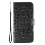 For Honor Magic8 5G Case PU Leather Mandala Imprinted Design Wallet Phone Cover with Wrist Strap