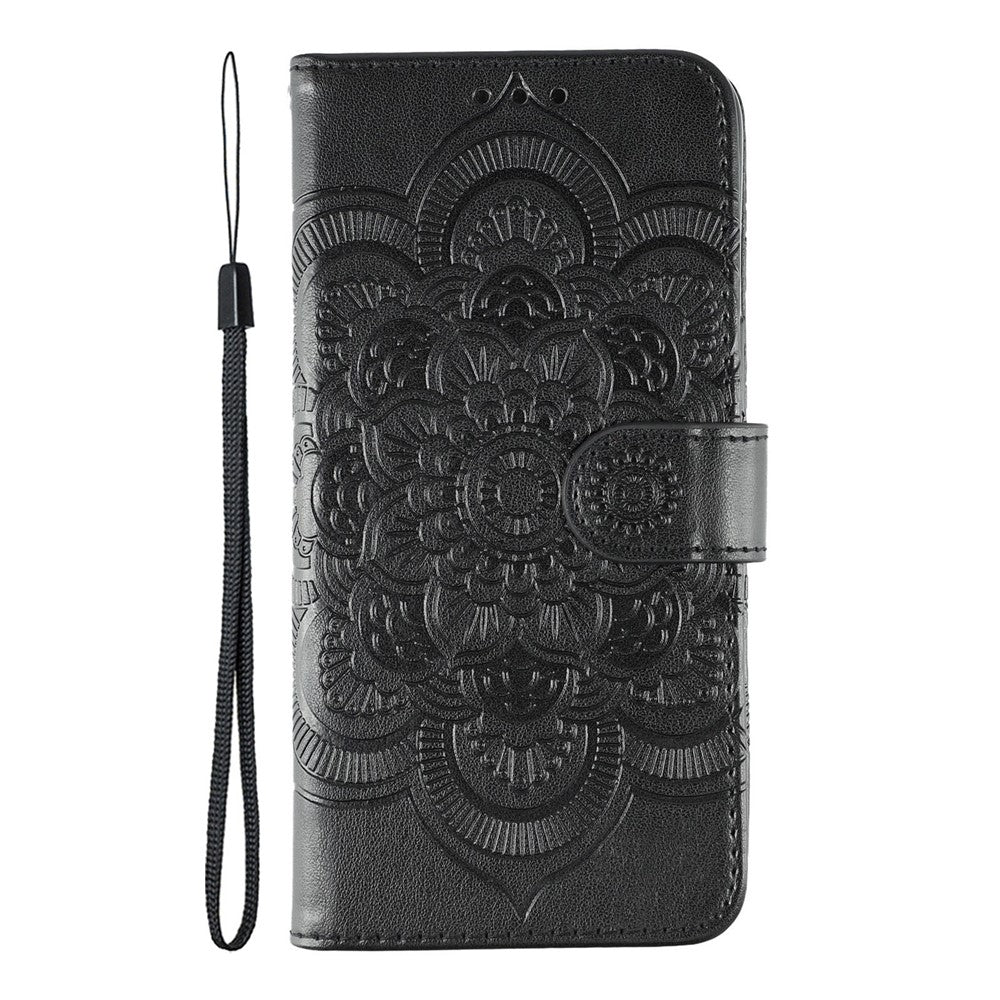 For Honor Magic8 5G Case PU Leather Mandala Imprinted Design Wallet Phone Cover with Wrist Strap
