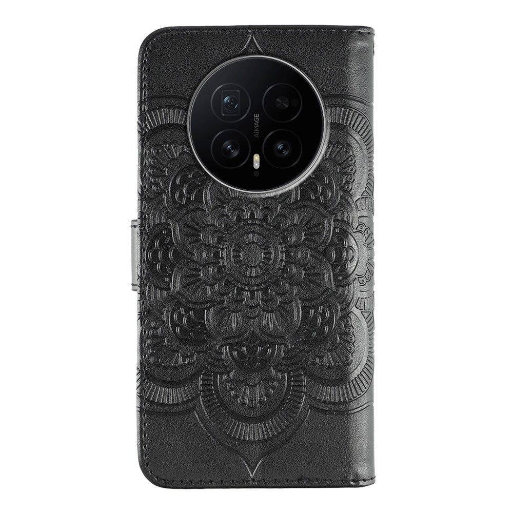 For Honor Magic8 5G Case PU Leather Mandala Imprinted Design Wallet Phone Cover with Wrist Strap