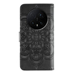 For Honor Magic8 Pro 5G Case PU Leather Mandala Imprinted Design Wallet Phone Cover with Wrist Strap
