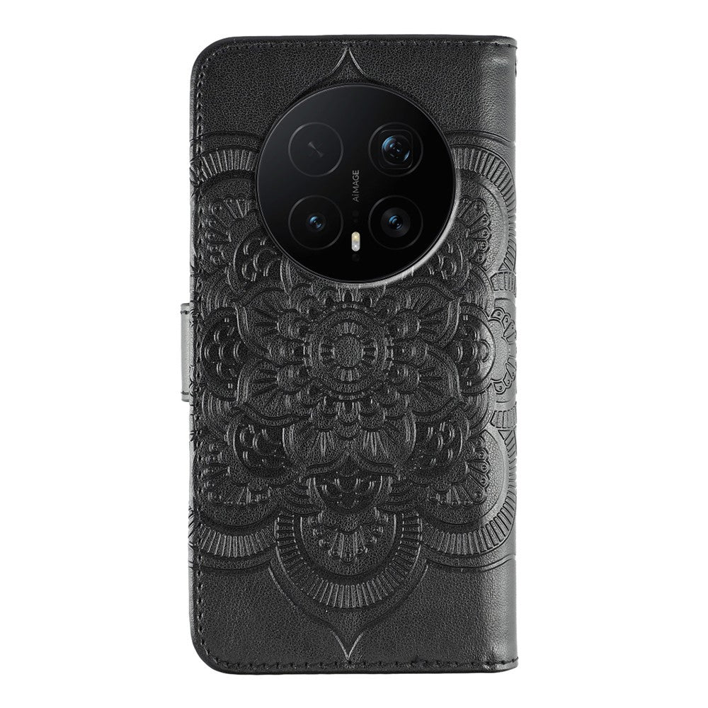 For Honor Magic8 Pro 5G Case PU Leather Mandala Imprinted Design Wallet Phone Cover with Wrist Strap